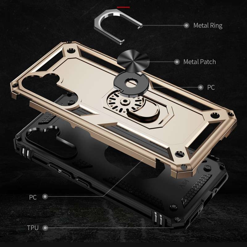 For Samsung Galaxy A54 Shockproof TPU + PC Phone Case with Holder(Black)