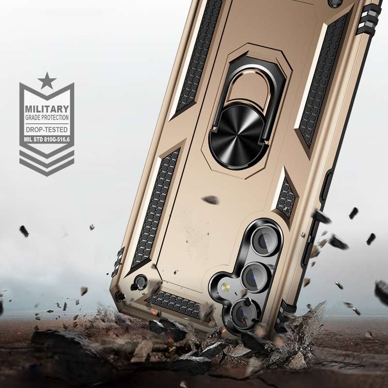 For Samsung Galaxy A54 Shockproof TPU + PC Phone Case with Holder(Black)