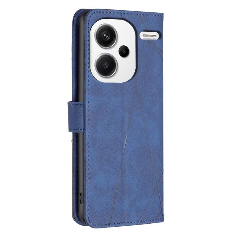 For Xiaomi Redmi Note 13 Pro+ 5G Magnetic Buckle Rhombus Texture Leather Phone Case(Blue)