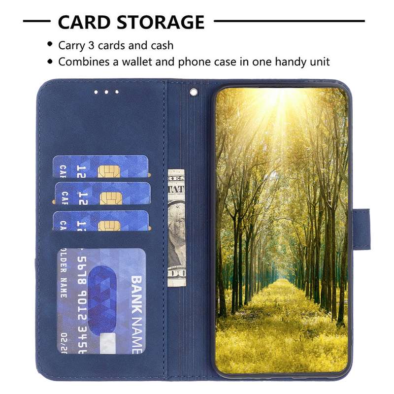 For Xiaomi Redmi Note 13 Pro+ 5G Magnetic Buckle Rhombus Texture Leather Phone Case(Blue)