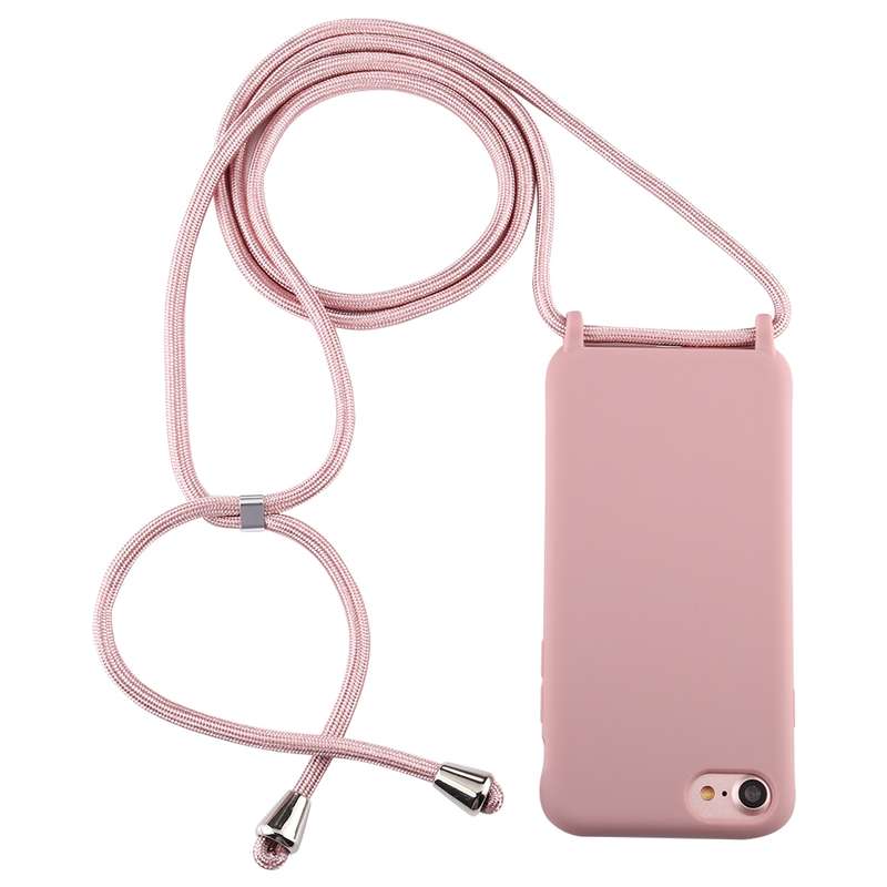 For iPhone 6s Plus / 6 Plus Candy Color TPU Protective Case with Lanyard(Black)