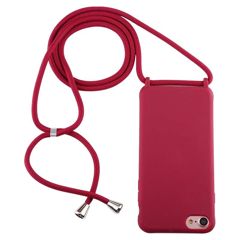 For iPhone 6s Plus / 6 Plus Candy Color TPU Protective Case with Lanyard(Black)