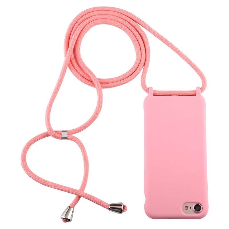 For iPhone 6s Plus / 6 Plus Candy Color TPU Protective Case with Lanyard(Black)