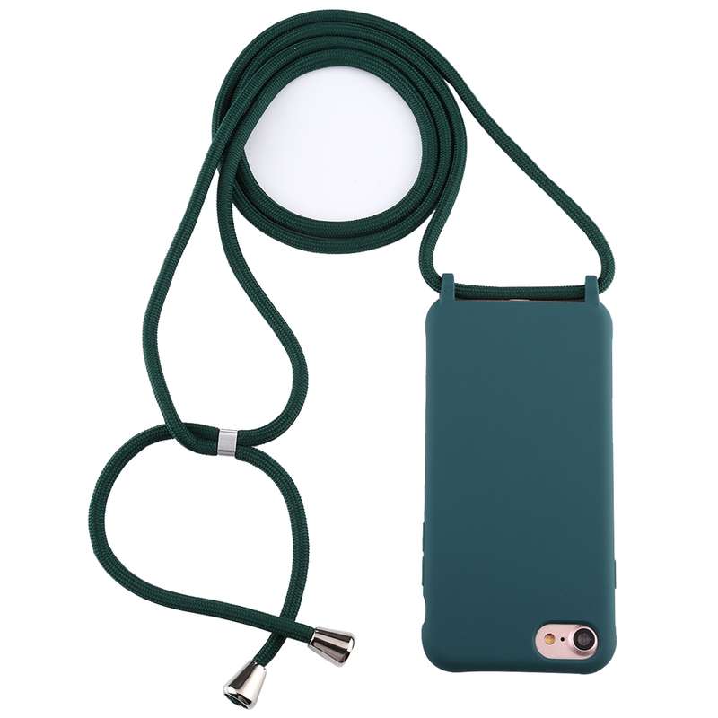 For iPhone 6s Plus / 6 Plus Candy Color TPU Protective Case with Lanyard(Black)