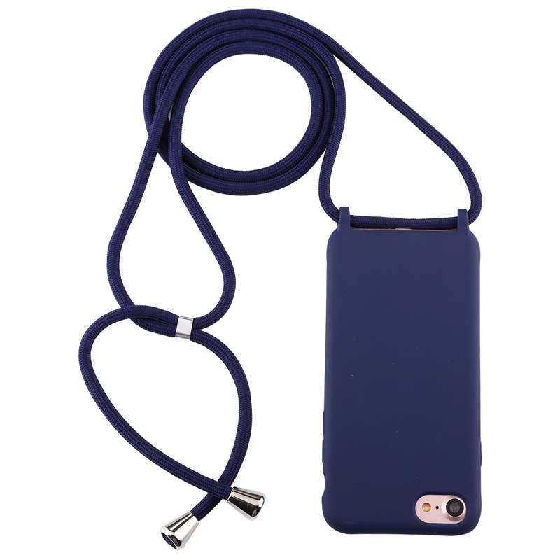 For iPhone 6s Plus / 6 Plus Candy Color TPU Protective Case with Lanyard(Black)