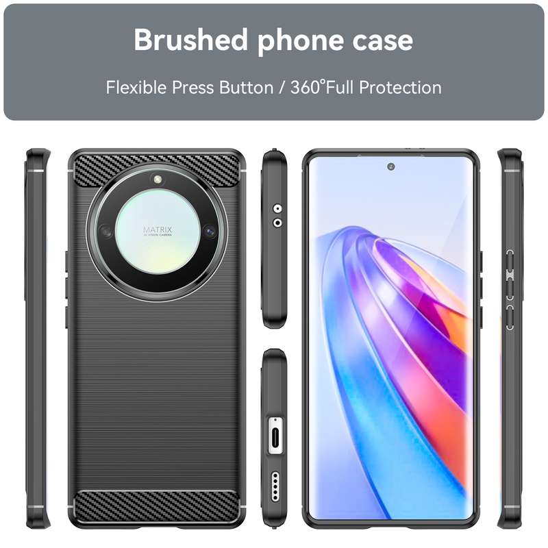 For Honor X9a Brushed Texture Carbon Fiber TPU Phone Case(Blue)