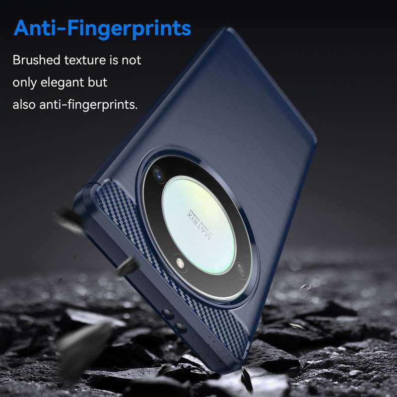 For Honor X9a Brushed Texture Carbon Fiber TPU Phone Case(Blue)