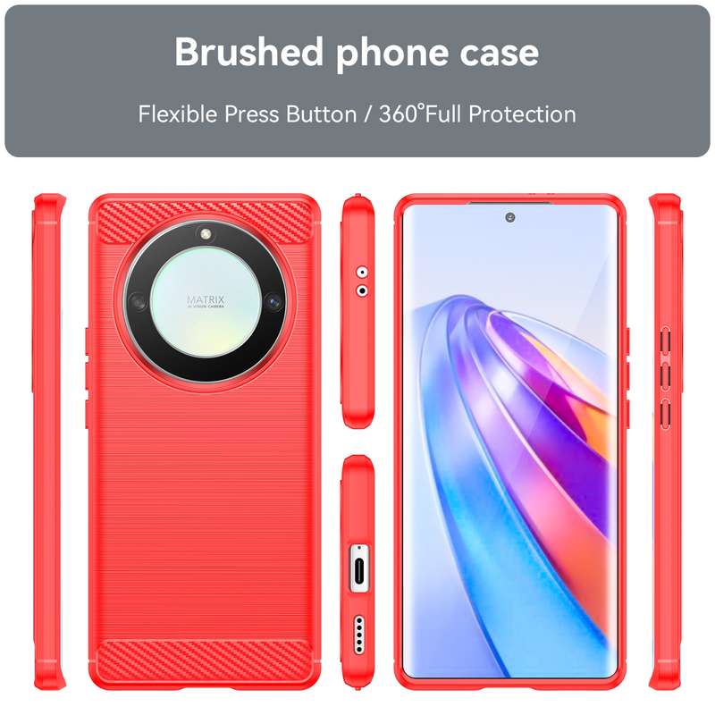 For Honor X9a Brushed Texture Carbon Fiber TPU Phone Case(Blue)