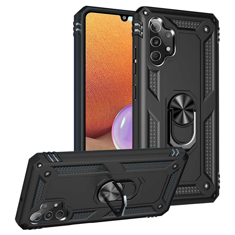 For Samsung Galaxy A53 / A53s Armor Shockproof Phone Case with Ring Holder(Black)
