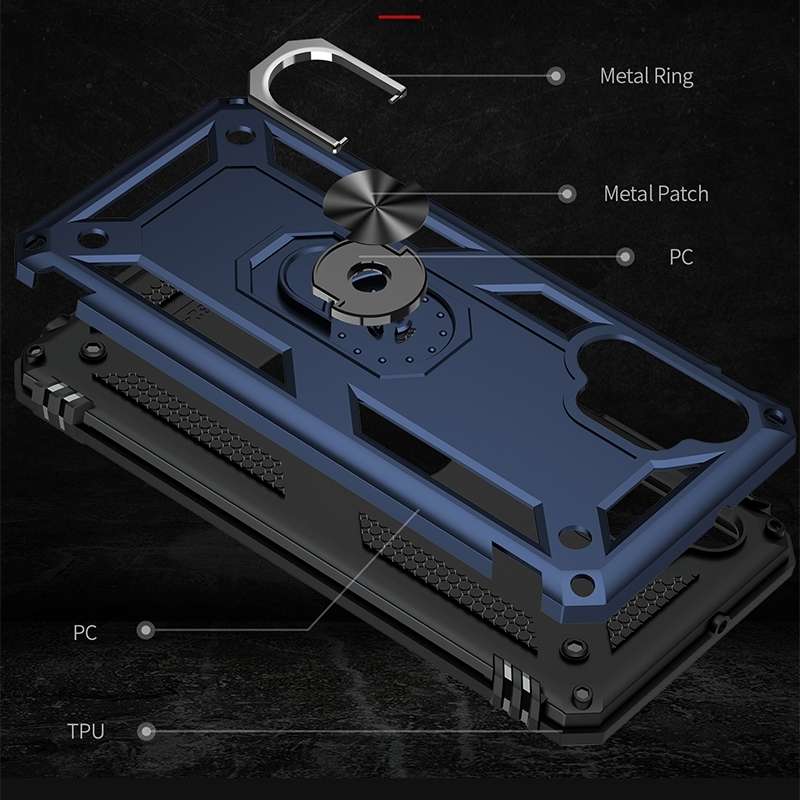 For Samsung Galaxy A53 / A53s Armor Shockproof Phone Case with Ring Holder(Black)
