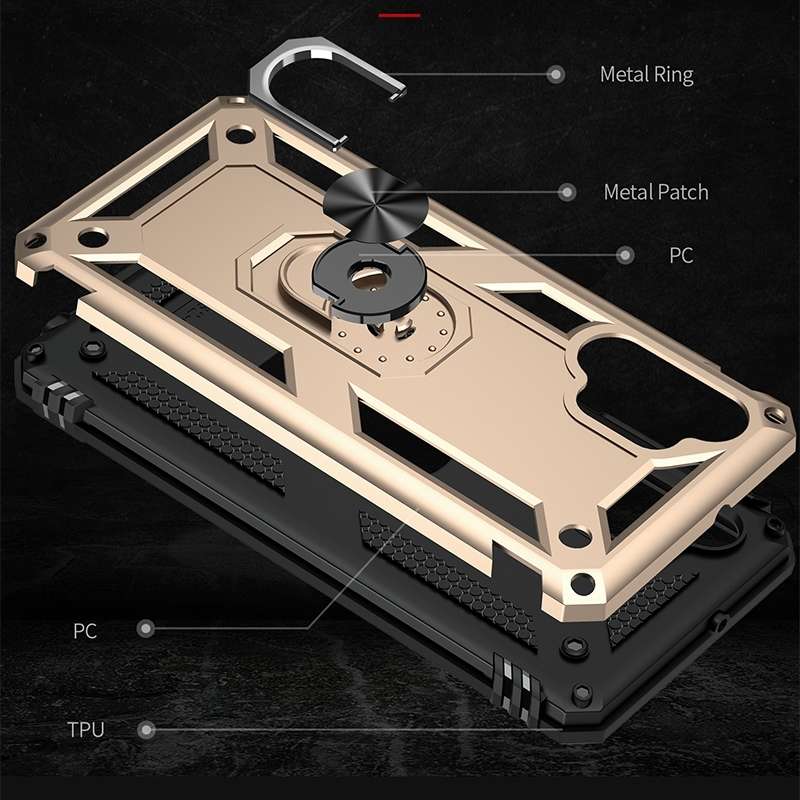 For Samsung Galaxy A53 / A53s Armor Shockproof Phone Case with Ring Holder(Black)
