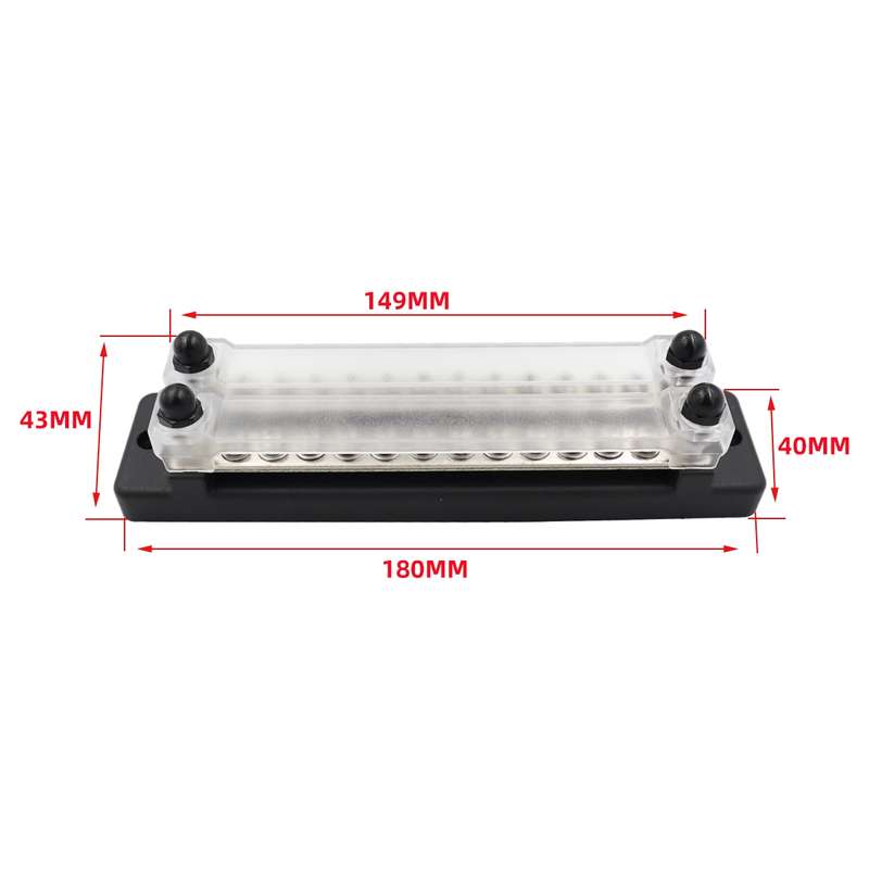 CP-3023-02 150A 12-48V RV Yacht Double-row 12-way Busbar(Black)