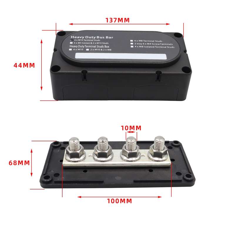 CP-3088-01 300A 48V 4-way M10 Terminal Busbar(Black)
