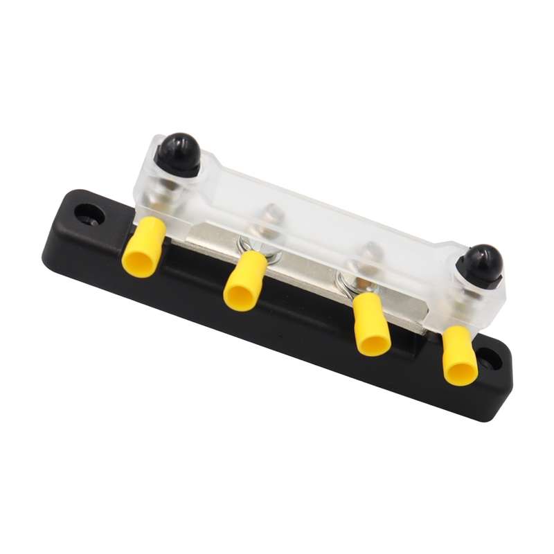 CP-3119 150A 12-48V RV Yacht Single-row 2-way Busbar with 4pcs Terminals(Black)