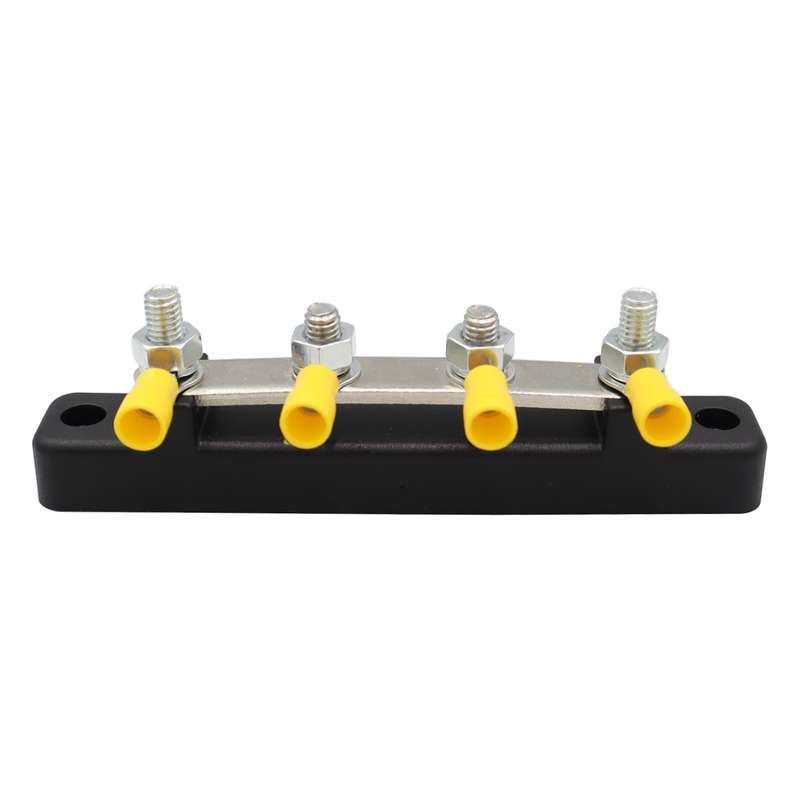CP-3119 150A 12-48V RV Yacht Single-row 2-way Busbar with 4pcs Terminals(Black)
