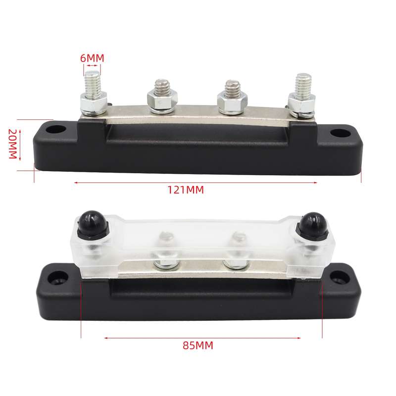 CP-3119 150A 12-48V RV Yacht Single-row 2-way Busbar with 4pcs Terminals(Black)