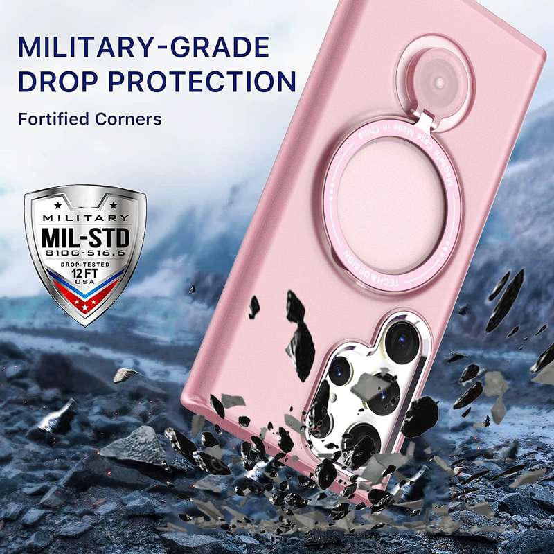 For Samsung Galaxy S22 Ultra 5G 360 Degree Rotation Holder MagSafe Magnetic Phone Case(Purple)