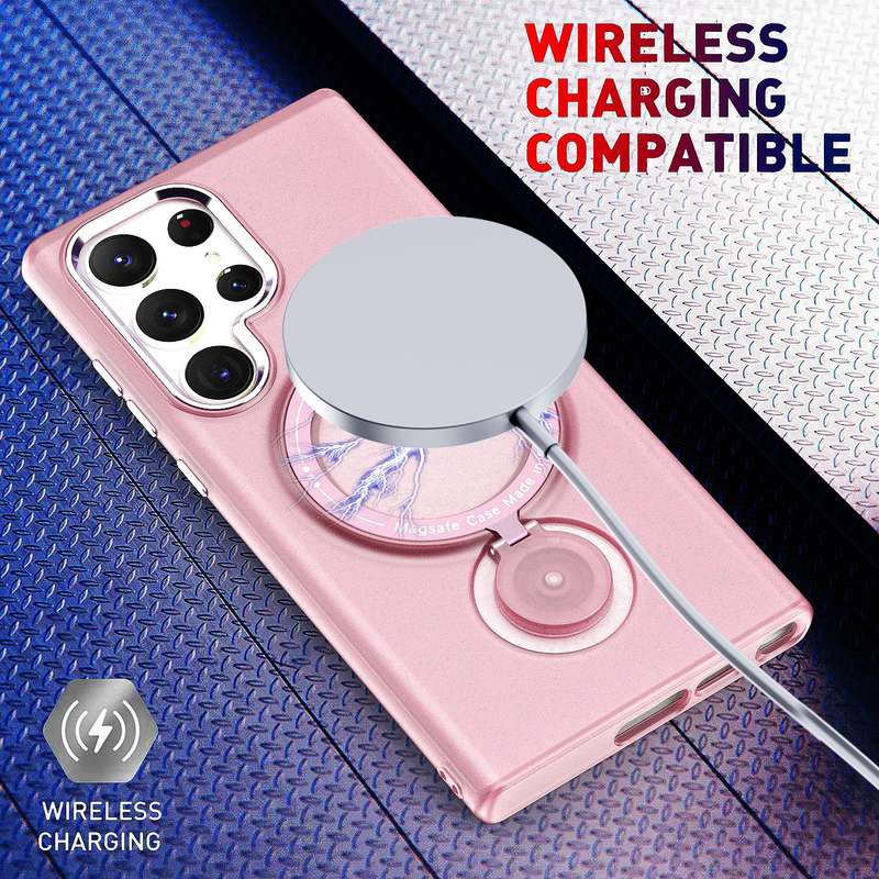 For Samsung Galaxy S22 Ultra 5G 360 Degree Rotation Holder MagSafe Magnetic Phone Case(Purple)