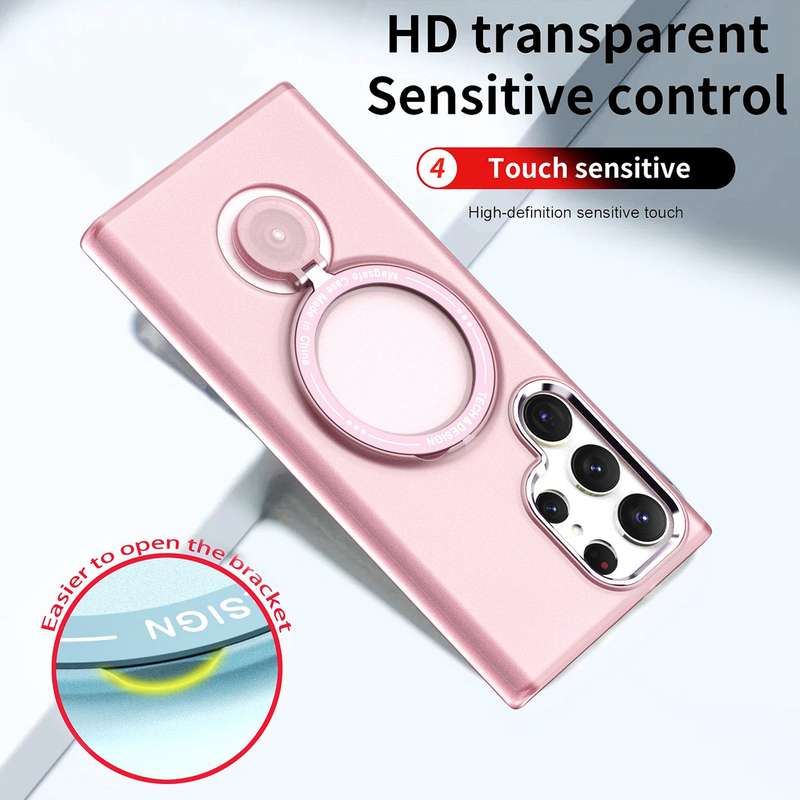 For Samsung Galaxy S22 Ultra 5G 360 Degree Rotation Holder MagSafe Magnetic Phone Case(Purple)
