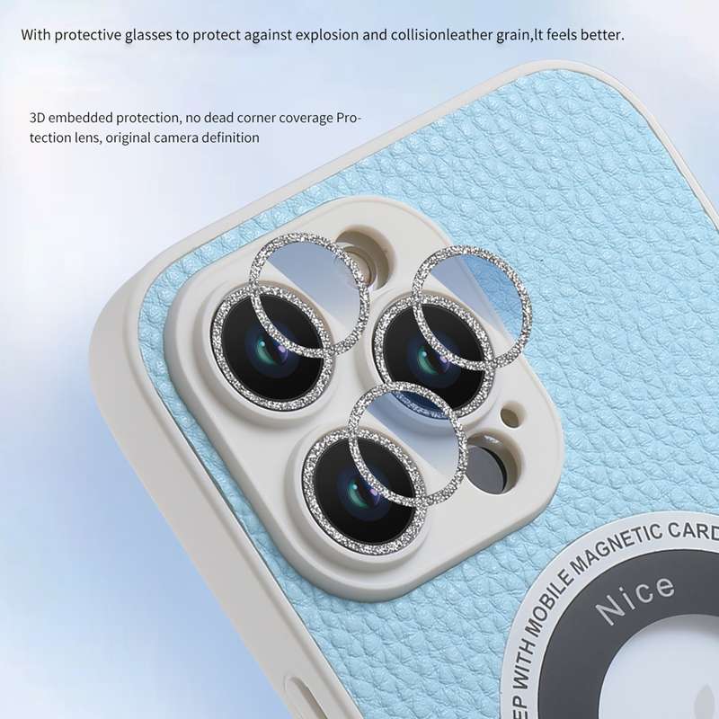 For iPhone 13 Pro Max Glitter Lens MagSafe Magnetic Phone Case(White)
