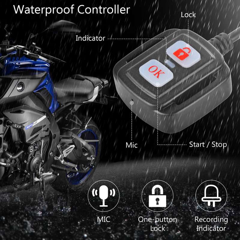 SE20 2.0 inch 1080P Waterproof HD Motorcycle DVR, Support TF Card / Cycling Video / Parking Monitori