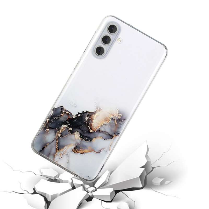For Samsung Galaxy A34 5G Hollow Marble Pattern TPU Precise Hole Phone Protective Case(Pink)