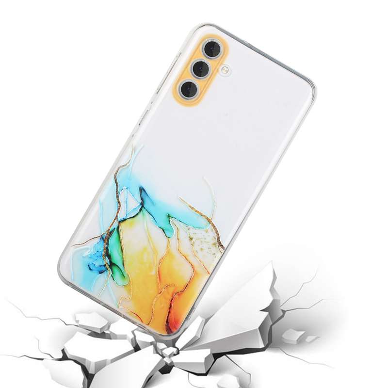 For Samsung Galaxy A34 5G Hollow Marble Pattern TPU Precise Hole Phone Protective Case(Pink)