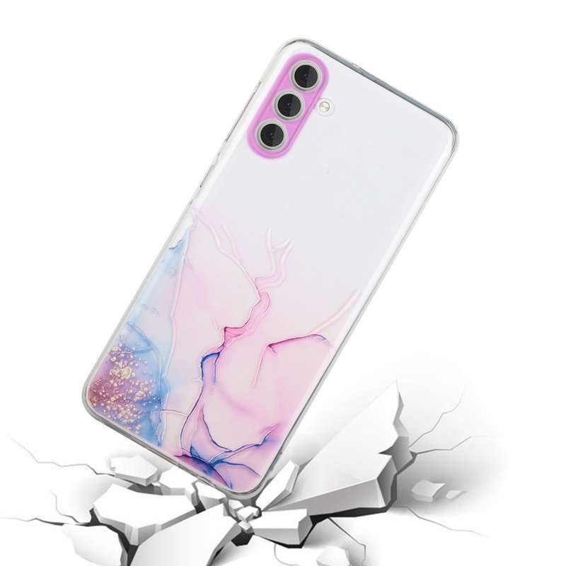 For Samsung Galaxy A34 5G Hollow Marble Pattern TPU Precise Hole Phone Protective Case(Pink)
