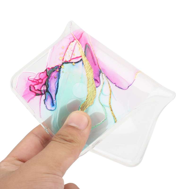 For Samsung Galaxy A34 5G Hollow Marble Pattern TPU Precise Hole Phone Protective Case(Pink)