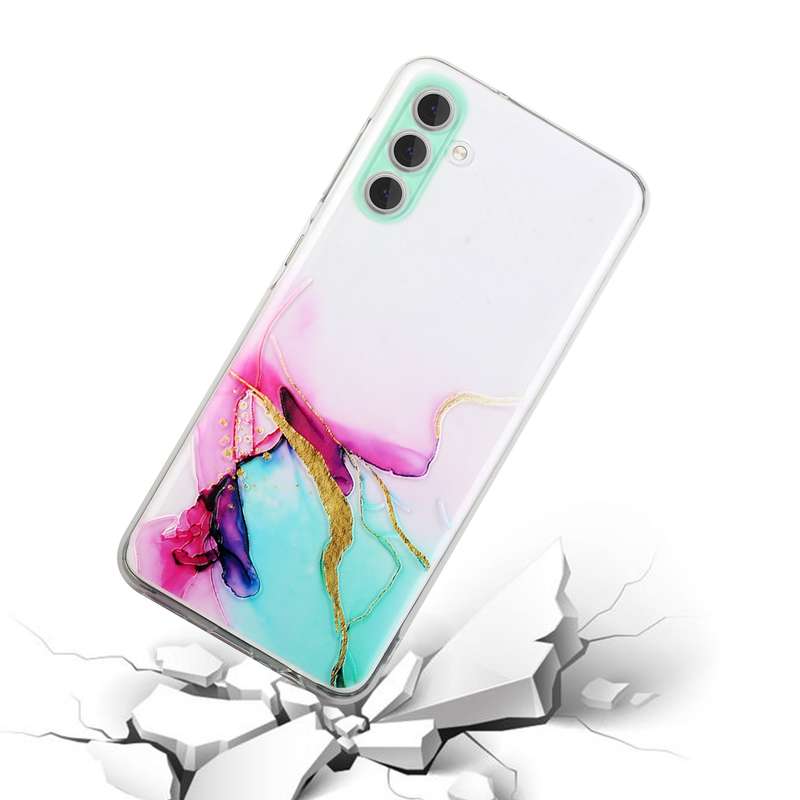 For Samsung Galaxy A34 5G Hollow Marble Pattern TPU Precise Hole Phone Protective Case(Pink)