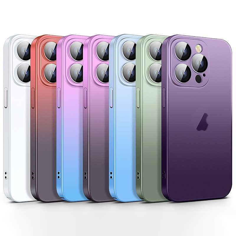 For iPhone 14 Pro Max Skin Feel Frosted Gradient Phone Case(Purple)