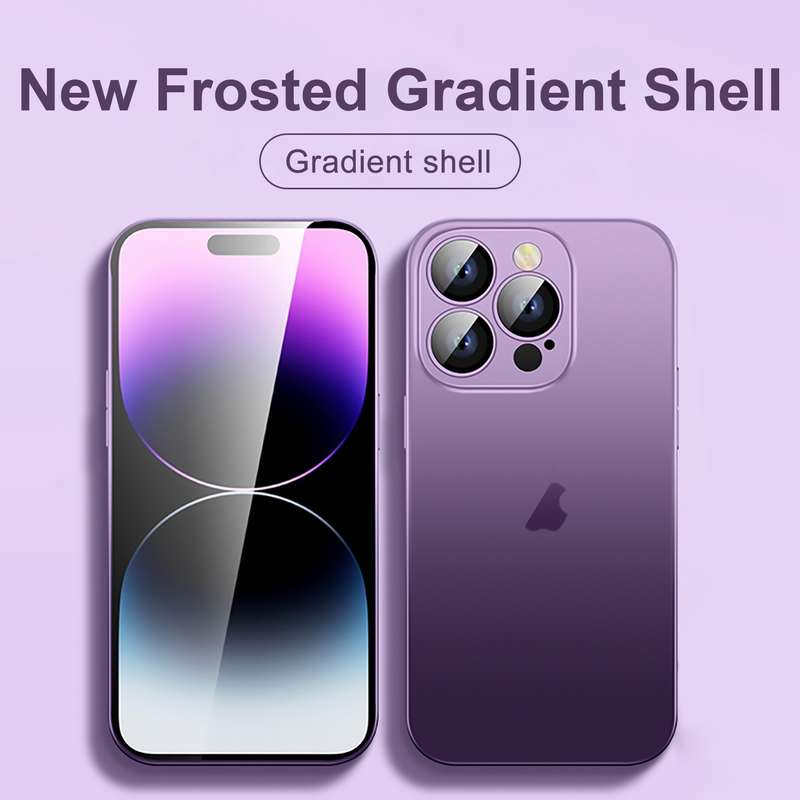 For iPhone 14 Pro Max Skin Feel Frosted Gradient Phone Case(Purple)