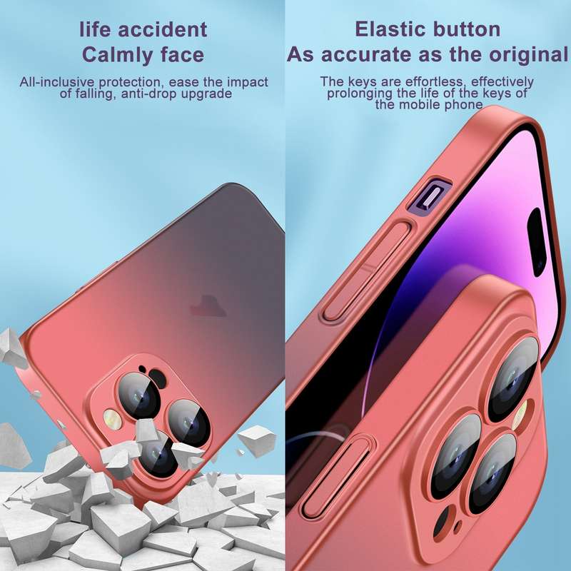For iPhone 14 Pro Max Skin Feel Frosted Gradient Phone Case(Purple)