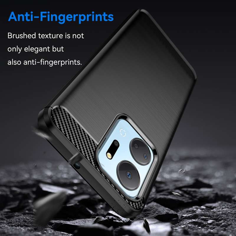 For Honor X7a Brushed Texture Carbon Fiber TPU Phone Case(Blue)