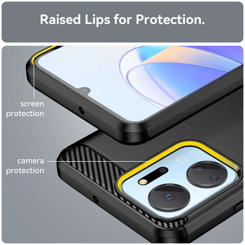 For Honor X7a Brushed Texture Carbon Fiber TPU Phone Case(Blue)