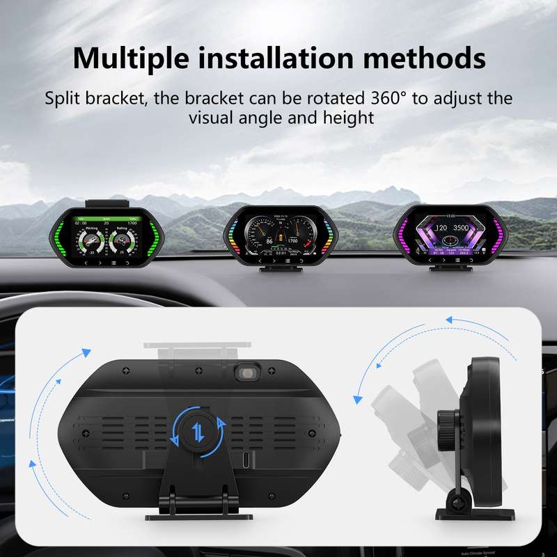 F12 4.5-inch Multi-function HD OBD LCD Instrument Car GPS Slope Meter HUD Head-up Display