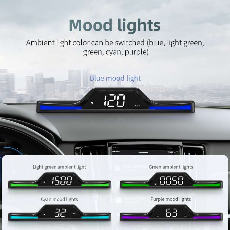 G15 Car HD GPS Head-Up Display with Color Changing Ambient Light