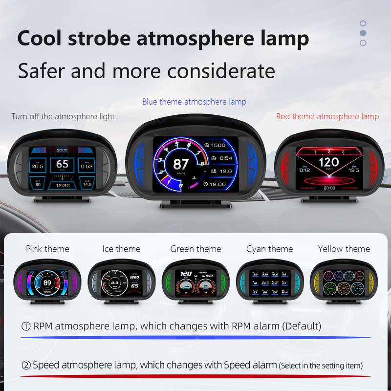 P2 3 inch Multi-function HD OBD LCD Instrument GPS Car Speed Slope Meter HUD Head-up Display