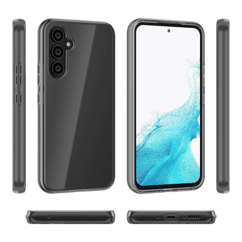 For Samsung Galaxy A54 5G EU Shockproof Terminator Style Glitter Powder Phone Case(Transparent Black