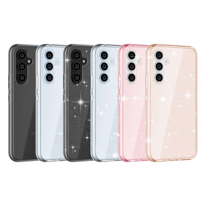 For Samsung Galaxy A54 5G EU Shockproof Terminator Style Glitter Powder Phone Case(Transparent Black