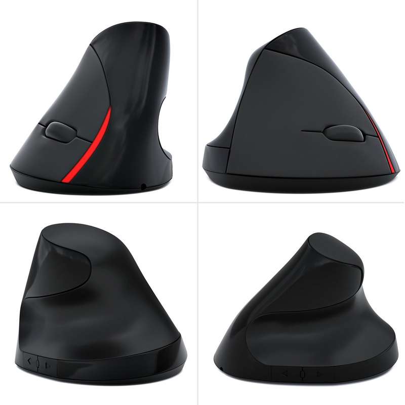 HXSJ A889 6 Keys 2400DPI 2.4GHz Vertical Wireless Mouse Rechargeable(Black)