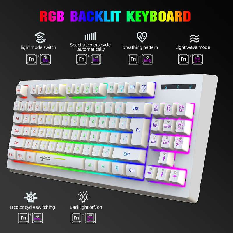 HXSJ L100 87 Keys RGB Backlit Film 2.4G Wireless Keyboard(Black)