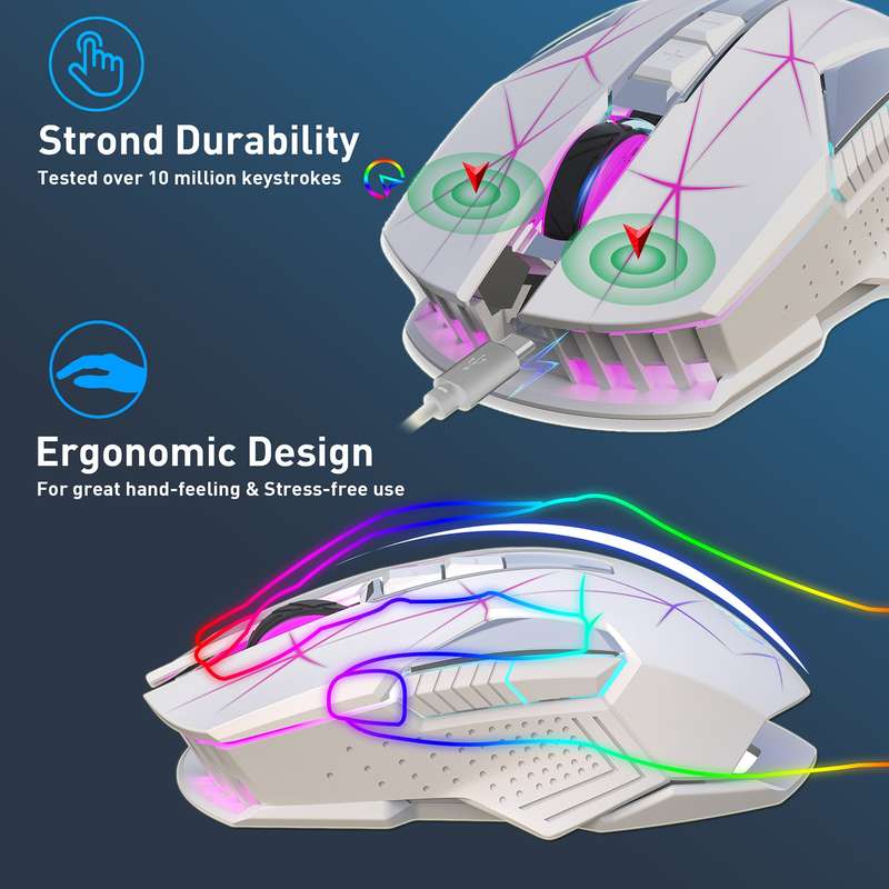 HXSJ T300 7 Keys 2400DPI 2.4G Colorful Luminous Wireless Mouse(Black)