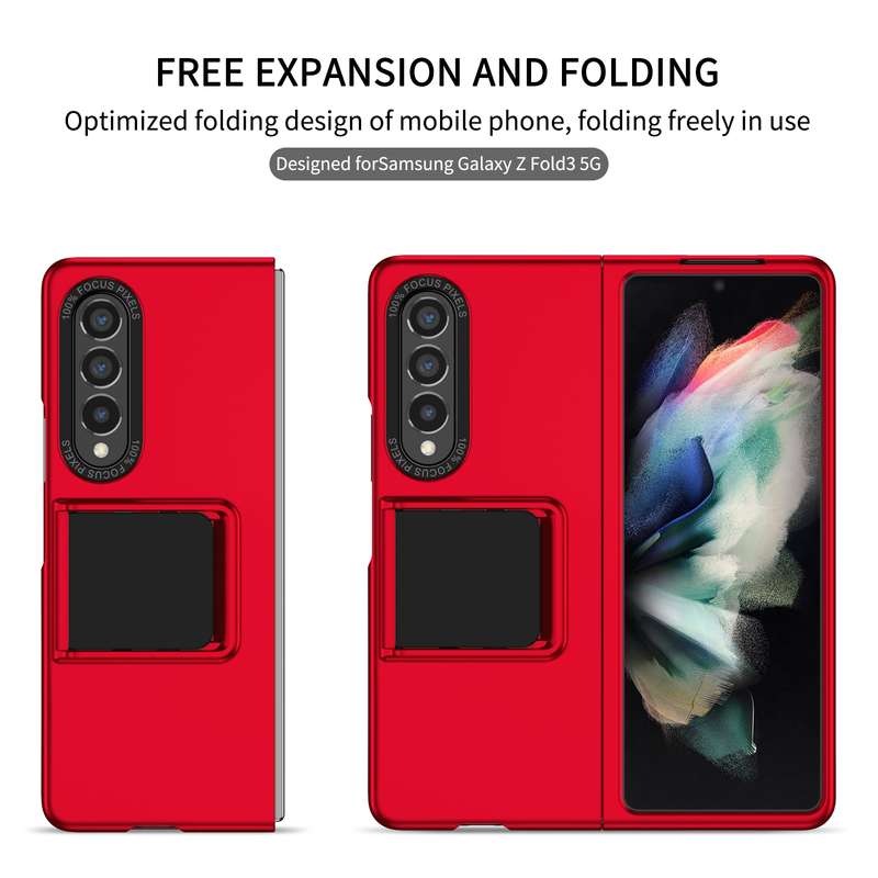 For Samsung Galaxy Z Fold3 5G Three-dimensional Folding Holder PC Phone Case(Black)