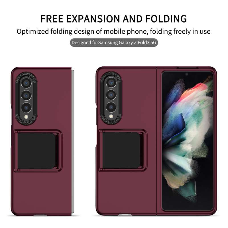 For Samsung Galaxy Z Fold3 5G Three-dimensional Folding Holder PC Phone Case(Black)