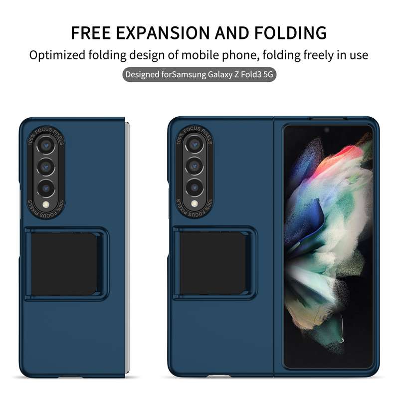 For Samsung Galaxy Z Fold3 5G Three-dimensional Folding Holder PC Phone Case(Black)