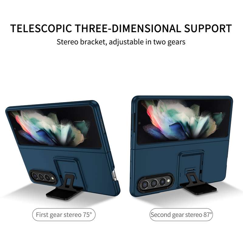 For Samsung Galaxy Z Fold3 5G Three-dimensional Folding Holder PC Phone Case(Black)