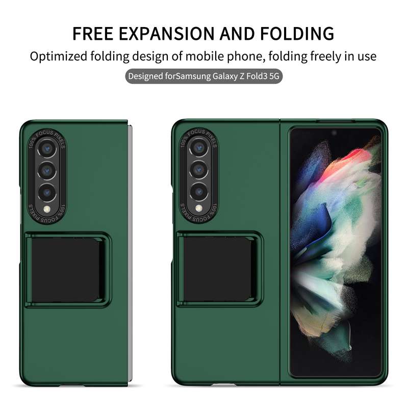 For Samsung Galaxy Z Fold3 5G Three-dimensional Folding Holder PC Phone Case(Black)