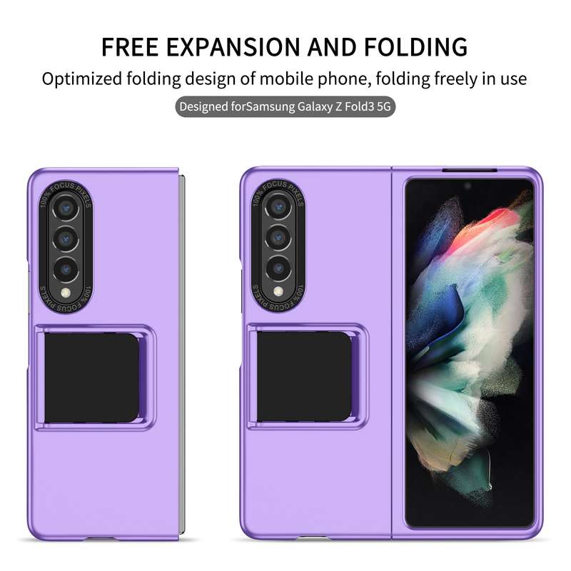 For Samsung Galaxy Z Fold3 5G Three-dimensional Folding Holder PC Phone Case(Black)