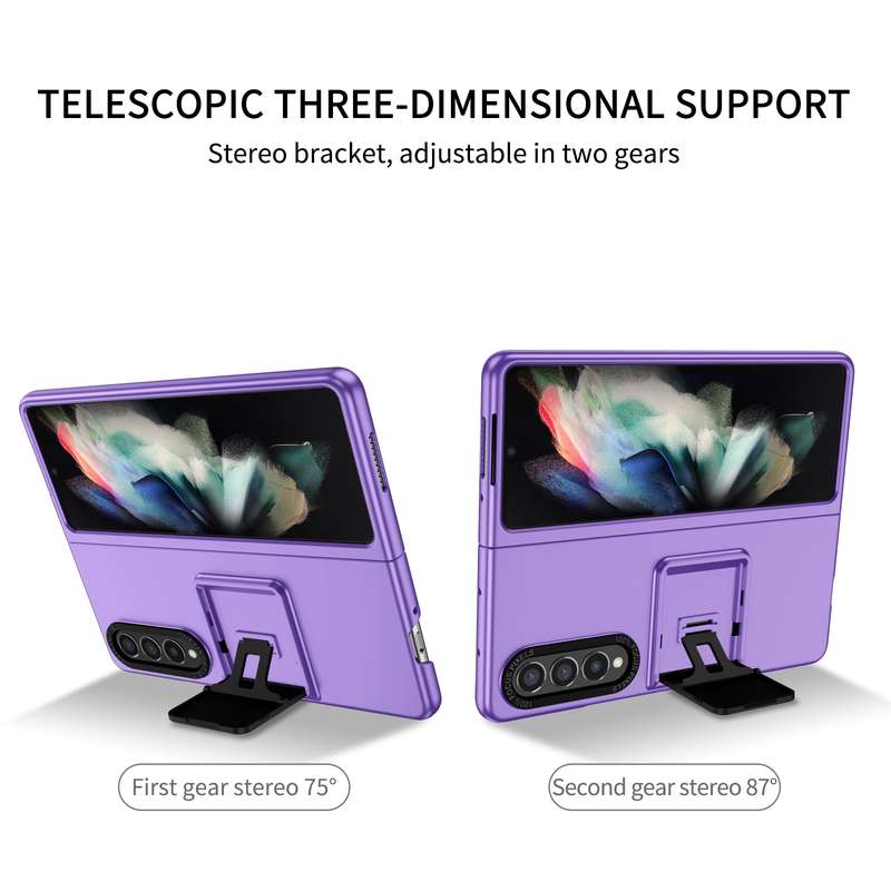 For Samsung Galaxy Z Fold3 5G Three-dimensional Folding Holder PC Phone Case(Black)